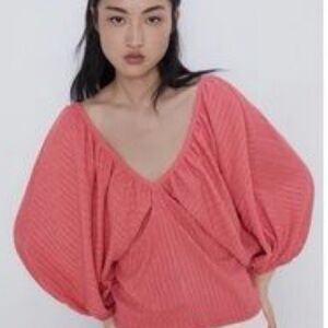 Women's Pink V-Neck Blouse